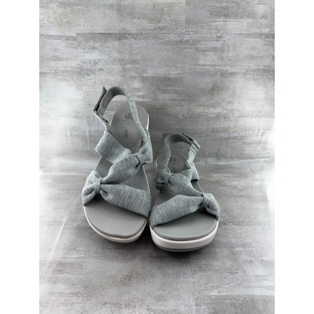 Clarks Cloudsteppers Arla Glison Grey Fabric Bow Slingback Sandals Women Sz 9